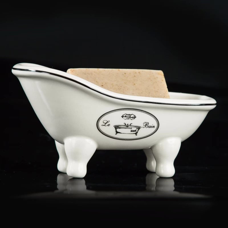 dodococa 1 Piece 5.6"" Ceramic Mini Clawfoot Slipper Bathtub Soap Dish Vintage Decortative Bathroom Soap Dish - Image 1
